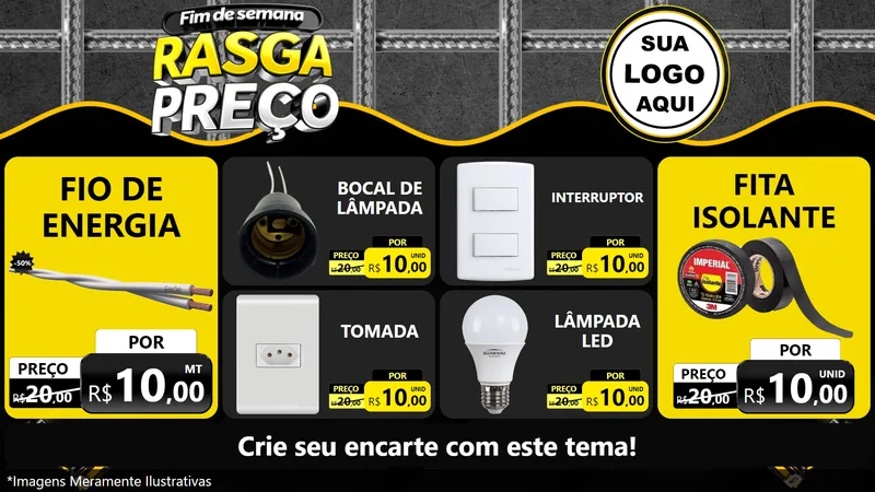 Modelo de TV para TV Horizontal com o tema Fim de Semana Rasga Preço para Materiais Elétricos