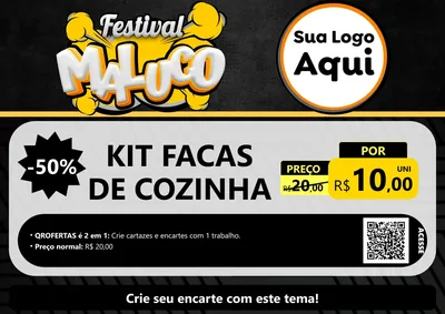 Modelo de Cartaz para Cartaz A4 Horizontal com o tema Festival Maluco para Utilidades Domésticas