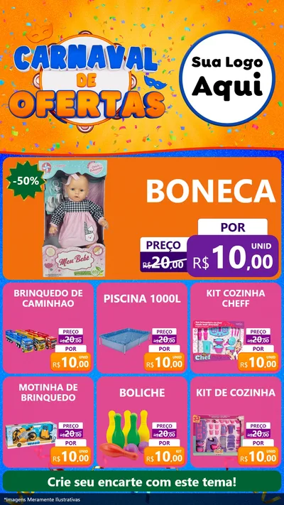 Modelo de Rede Social para Stories com o tema Carnaval de Ofertas para Brinquedos