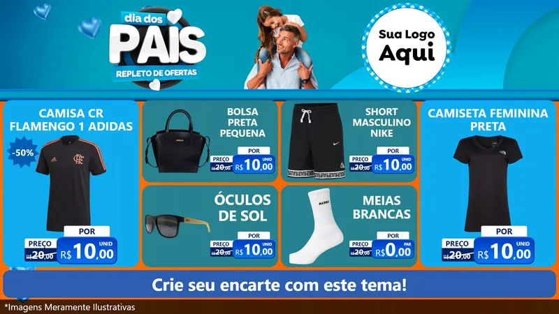 Modelo de TV para TV Horizontal com o tema Dia Dos Pais Repleto de Ofertas para Roupas e acessórios