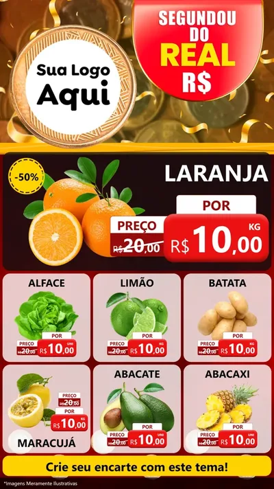 Modelo de Rede Social para Stories com o tema Segundou do Real para Hortifrúti