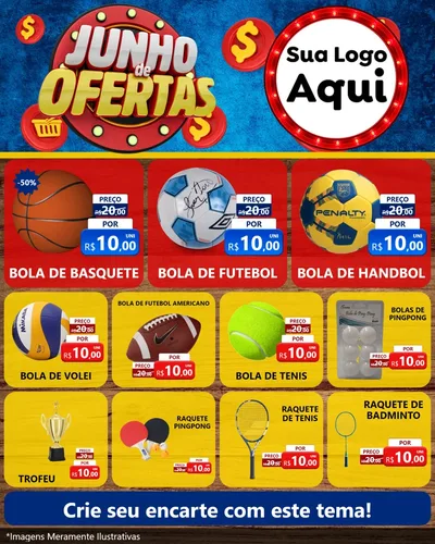 Modelo de Rede Social para Feed Instagram com o tema Junho de Ofertas para Artigos Esportivos