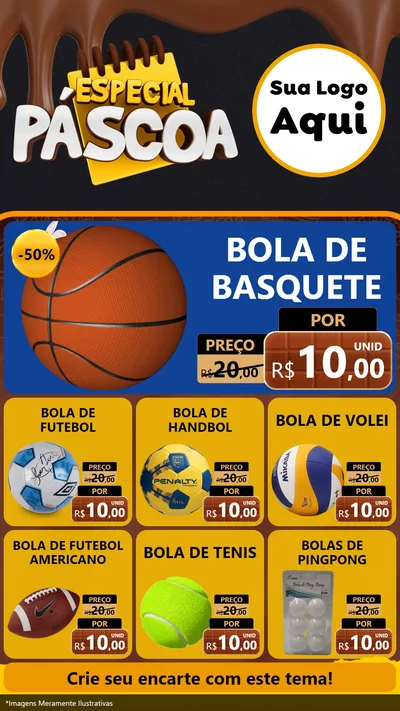 Modelo de Rede Social para Stories com o tema Especial Páscoa para Artigos Esportivos