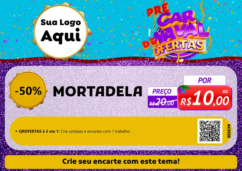 Modelo de Cartaz para Cartaz A4 Horizontal com o tema Pré Carnaval de Ofertas para Frios e Laticínios