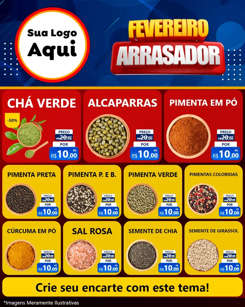 Modelo de Rede Social para Feed Instagram com o tema Fevereiro Arrasador para Produtos Naturais