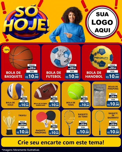 Modelo de Rede Social para Feed Instagram com o tema Só Hoje! para Artigos Esportivos
