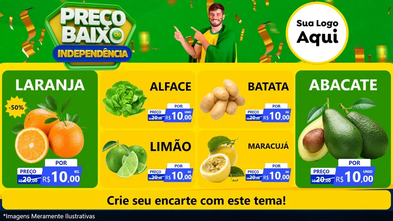 Modelo de TV para TV Horizontal com o tema Preço Baixo de Independência para Hortifrúti