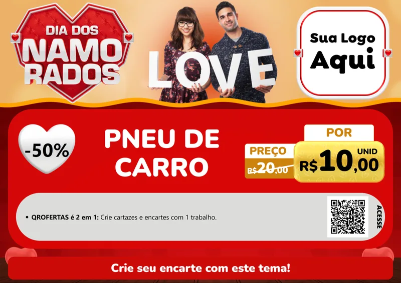 Modelo de Cartaz para Cartaz A4 Horizontal com o tema Dia dos Namorados para Auto peças