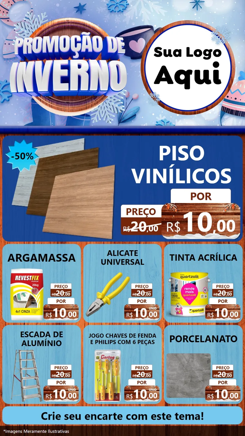 Modelo de Rede Social para Stories com o tema Promoção de Inverno para Material para Construção