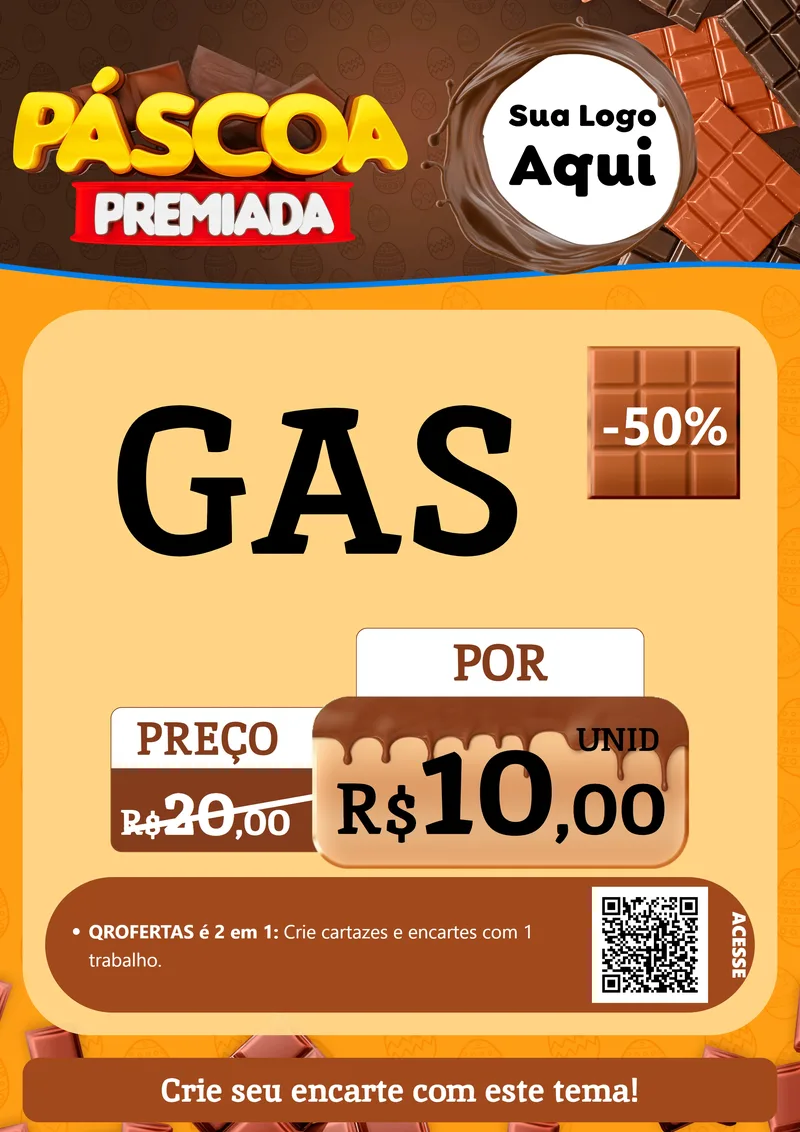 Modelo de Cartaz para Cartaz A4 Vertical com o tema Páscoa Premiada para Água e gás