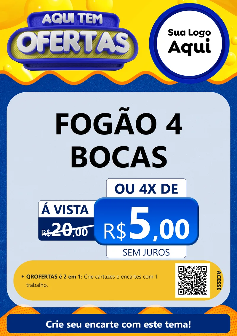 Modelo de Cartaz para Cartaz A4 Vertical com o tema Aqui Tem Ofertas para Móveis e Eletro