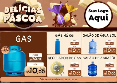 Modelo de Encarte para Encarte A4 Horizontal com o tema Delícias de Páscoa para Água e gás