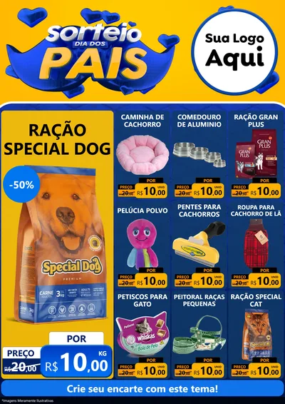 Modelo de Encarte para Encarte A4 Vertical com o tema Sorteio Dia dos Pais para Pet Shop