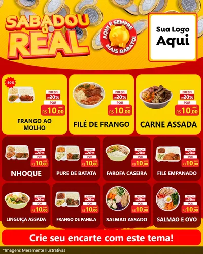 Modelo de Rede Social para Feed Instagram com o tema Sabadou do Real para Restaurante