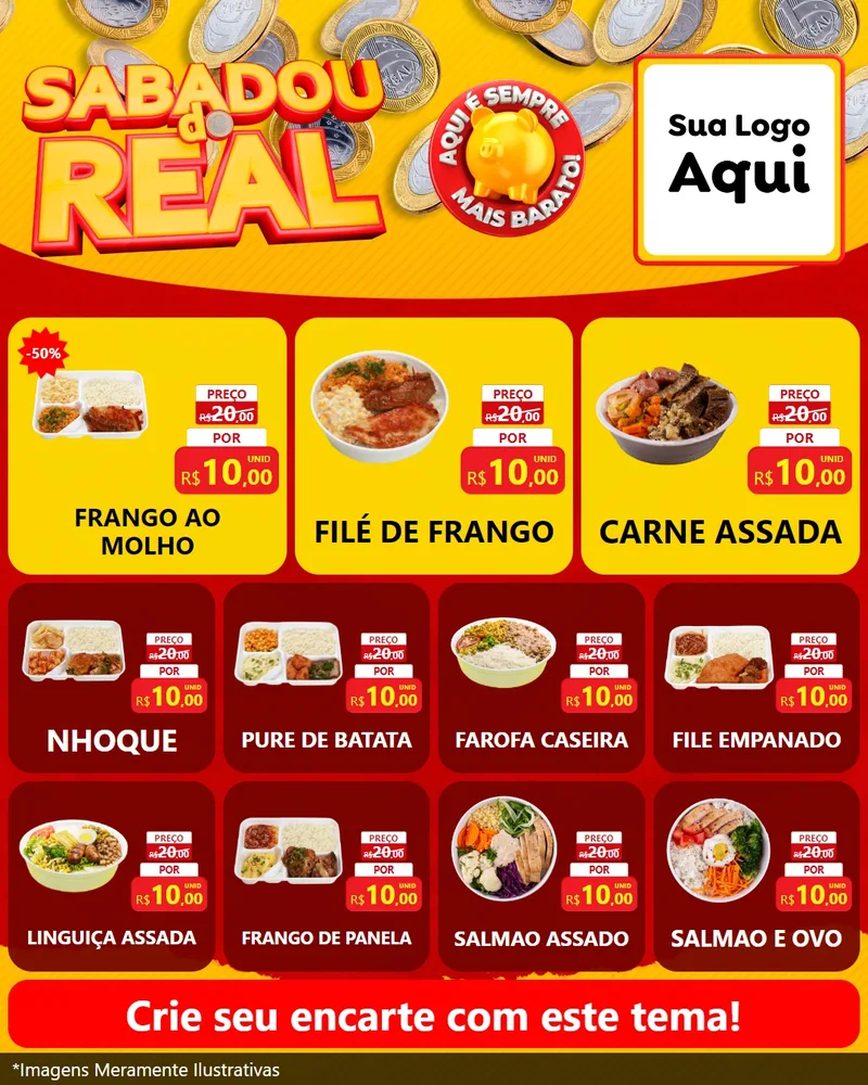 Modelo de Rede Social para Feed Instagram com o tema Sabadou do Real para Restaurante