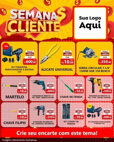 Modelo de Rede Social para Feed Instagram com o tema Semana do Cliente para Maquinas e Ferramentas