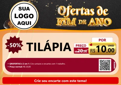 Modelo de Cartaz para Cartaz A4 Horizontal com o tema Ofertas de Fim de Ano para Peixaria