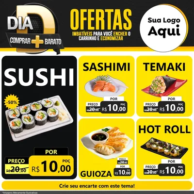 Modelo de Rede Social para Feed Facebook com o tema Dia D Mais Economia para Comida japonesa