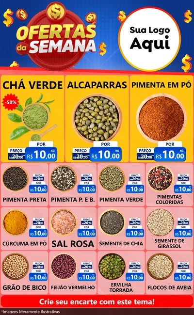 Modelo de Encarte para Encarte Grande com o tema Ofertas Da Semana para Produtos Naturais