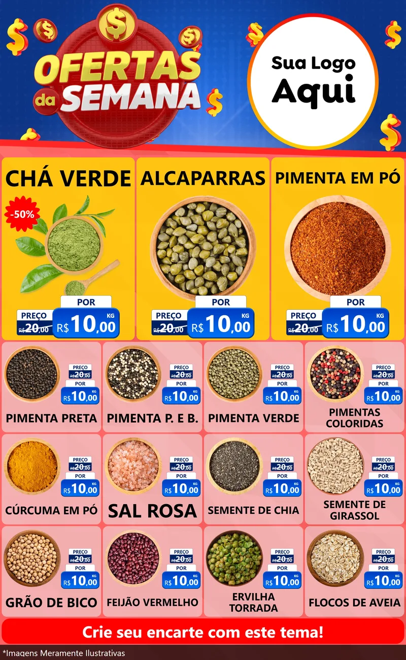 Modelo de Encarte para Encarte Grande com o tema Ofertas Da Semana para Produtos Naturais