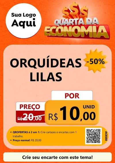 Modelo de Cartaz para Cartaz A4 Vertical com o tema Quarta da Economia para Floricultura e jardim