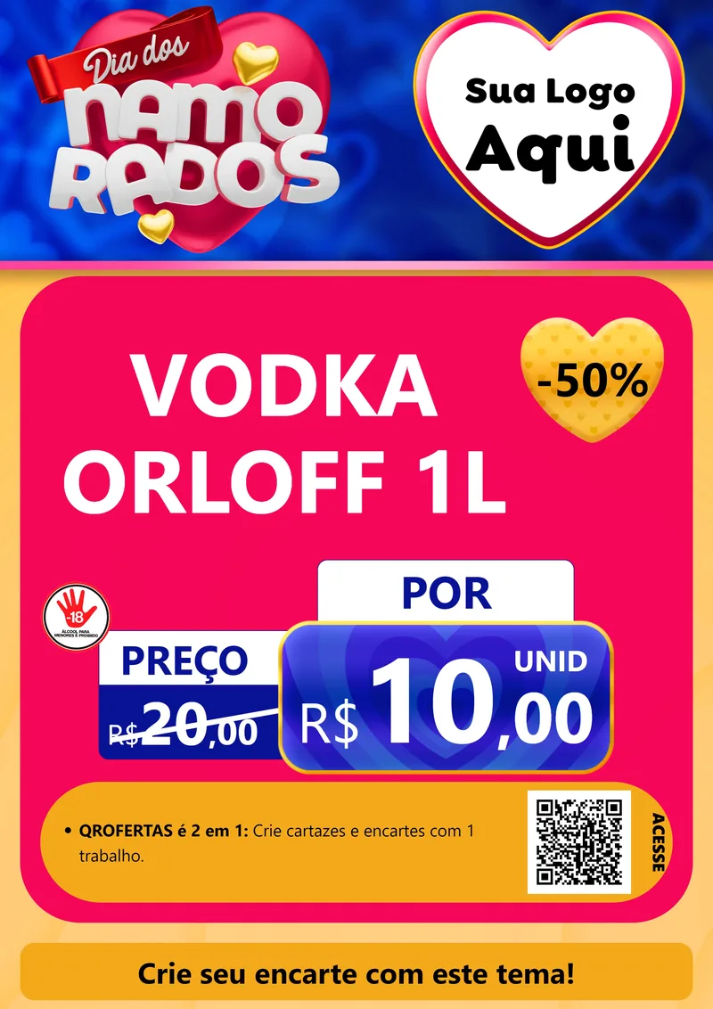 Modelo de Cartaz para Cartaz A4 Vertical com o tema Dia dos namorados para Distribuidora de bebidas