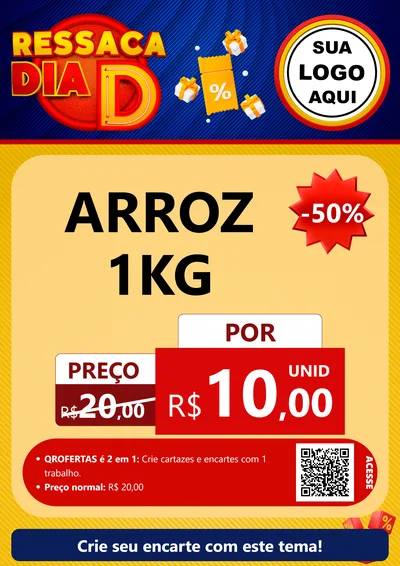 Modelo de Cartaz para Cartaz A4 Vertical com o tema Ressaca Dia D para Supermercado