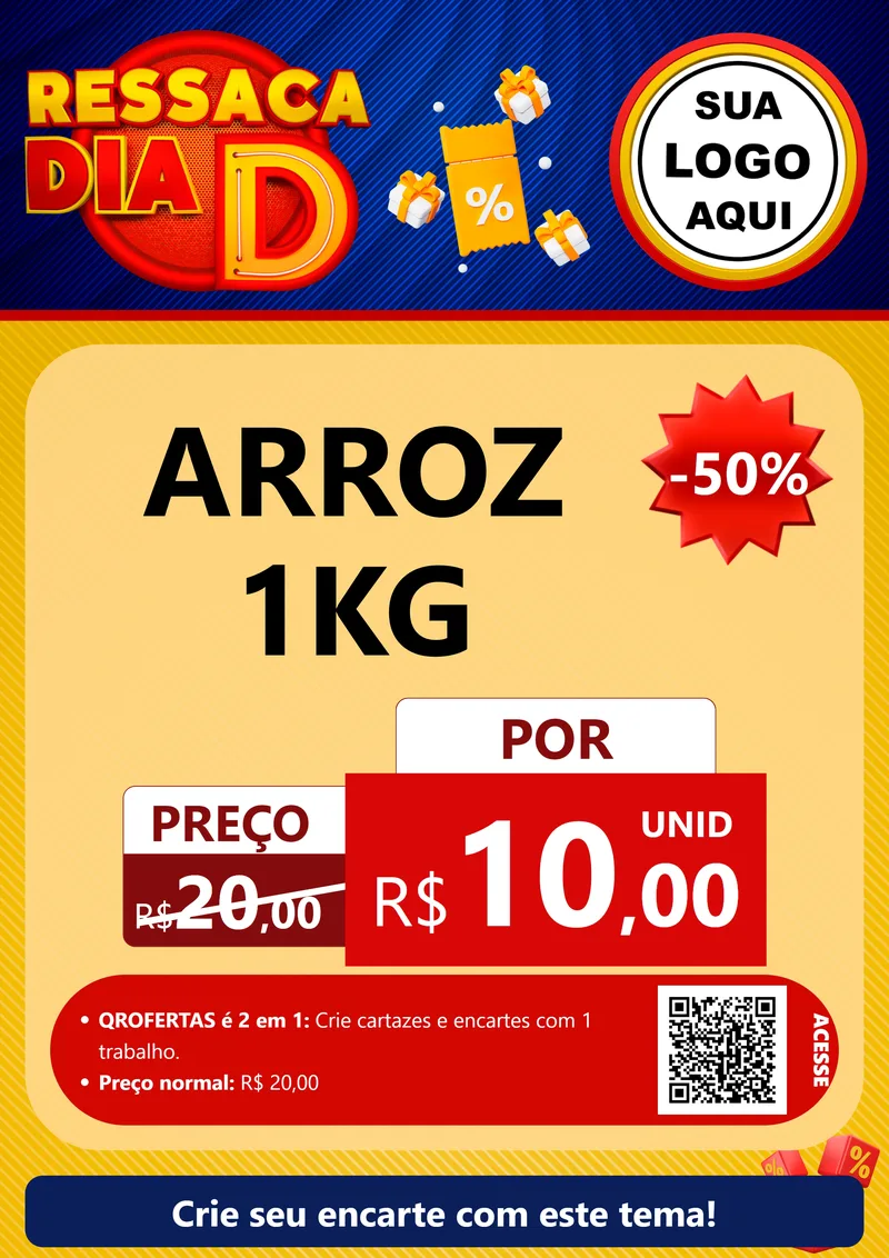 Modelo de Cartaz para Cartaz A4 Vertical com o tema Ressaca Dia D para Supermercado