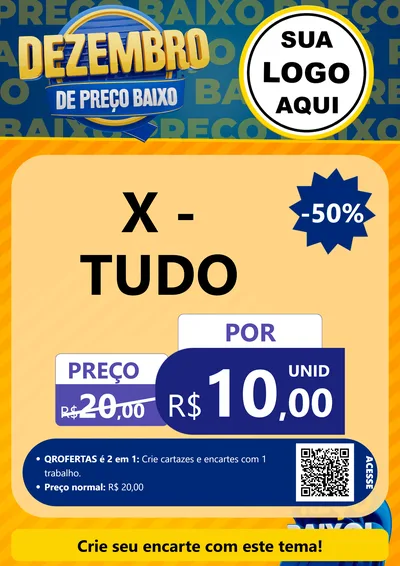 Modelo de Cartaz para Cartaz A4 Vertical com o tema Dezembro de Preço Baixo para Hamburgueria