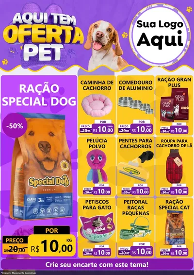 Modelo de Encarte para Encarte A4 Vertical com o tema Aqui tem Oferta Pet para Pet Shop