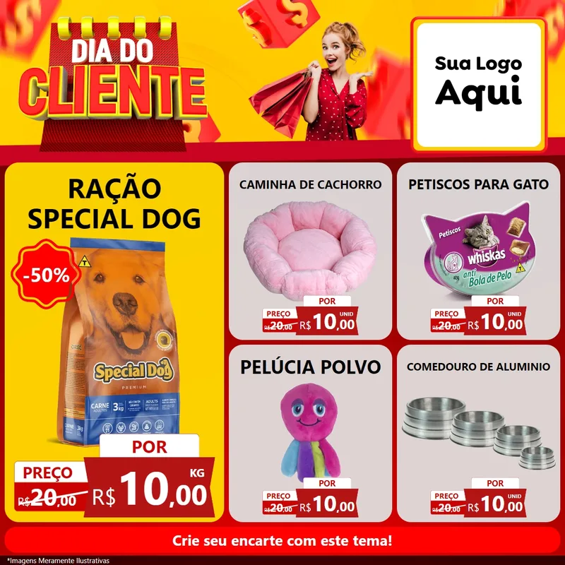 Modelo de Rede Social para Feed Facebook com o tema Dia do Cliente para Pet Shop