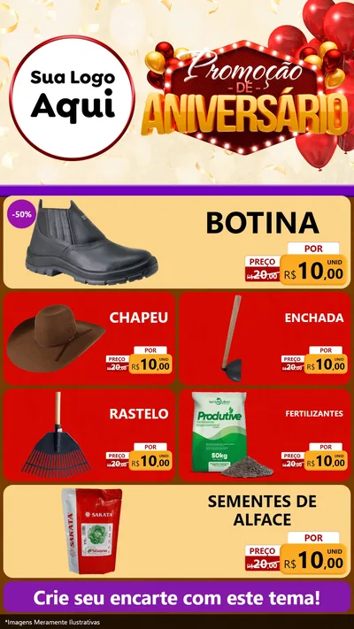 Modelo de TV para TV Vertical com o tema Promoção de Aniversário para Agropecuária