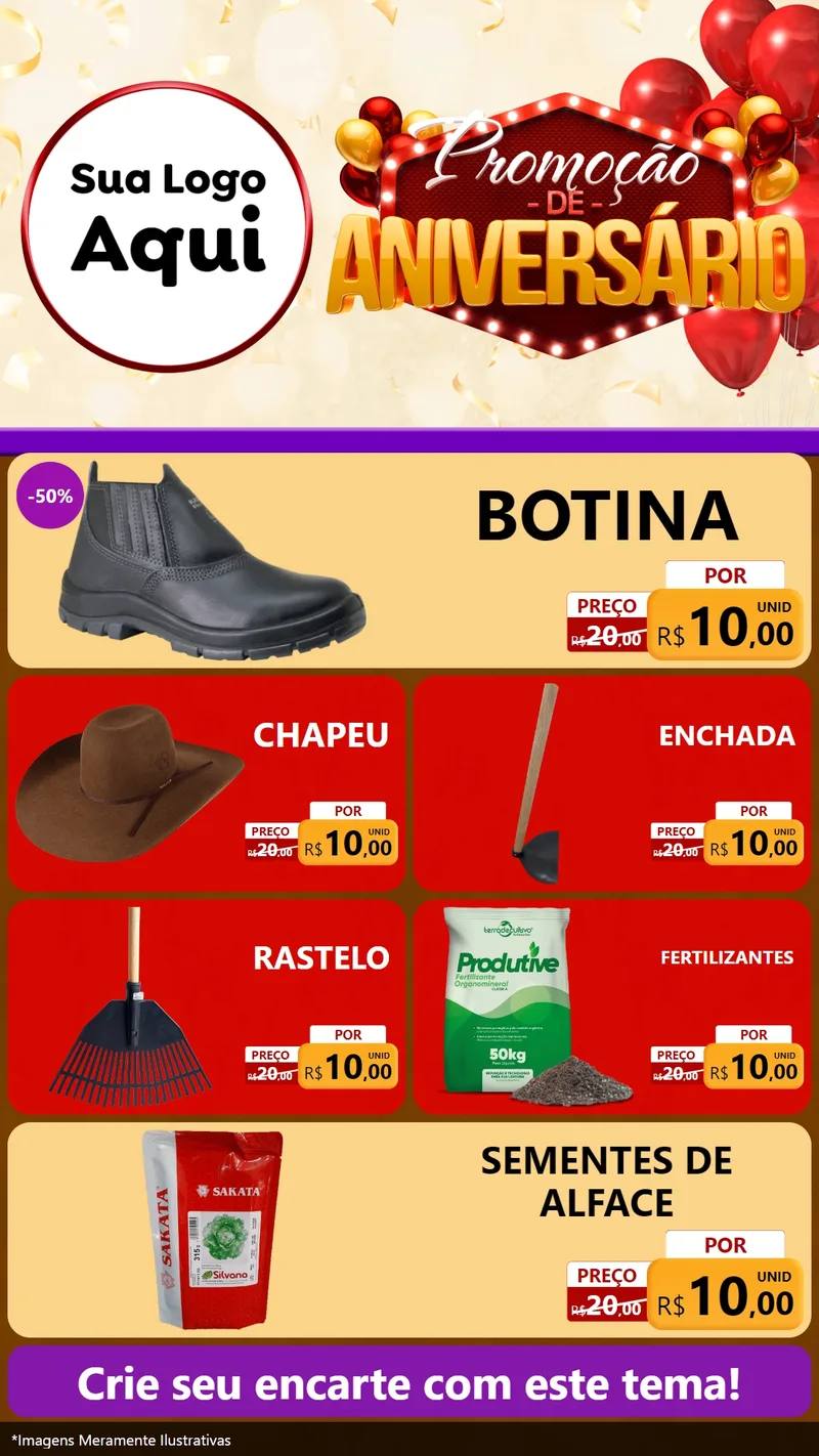 Modelo de TV para TV Vertical com o tema Promoção de Aniversário para Agropecuária