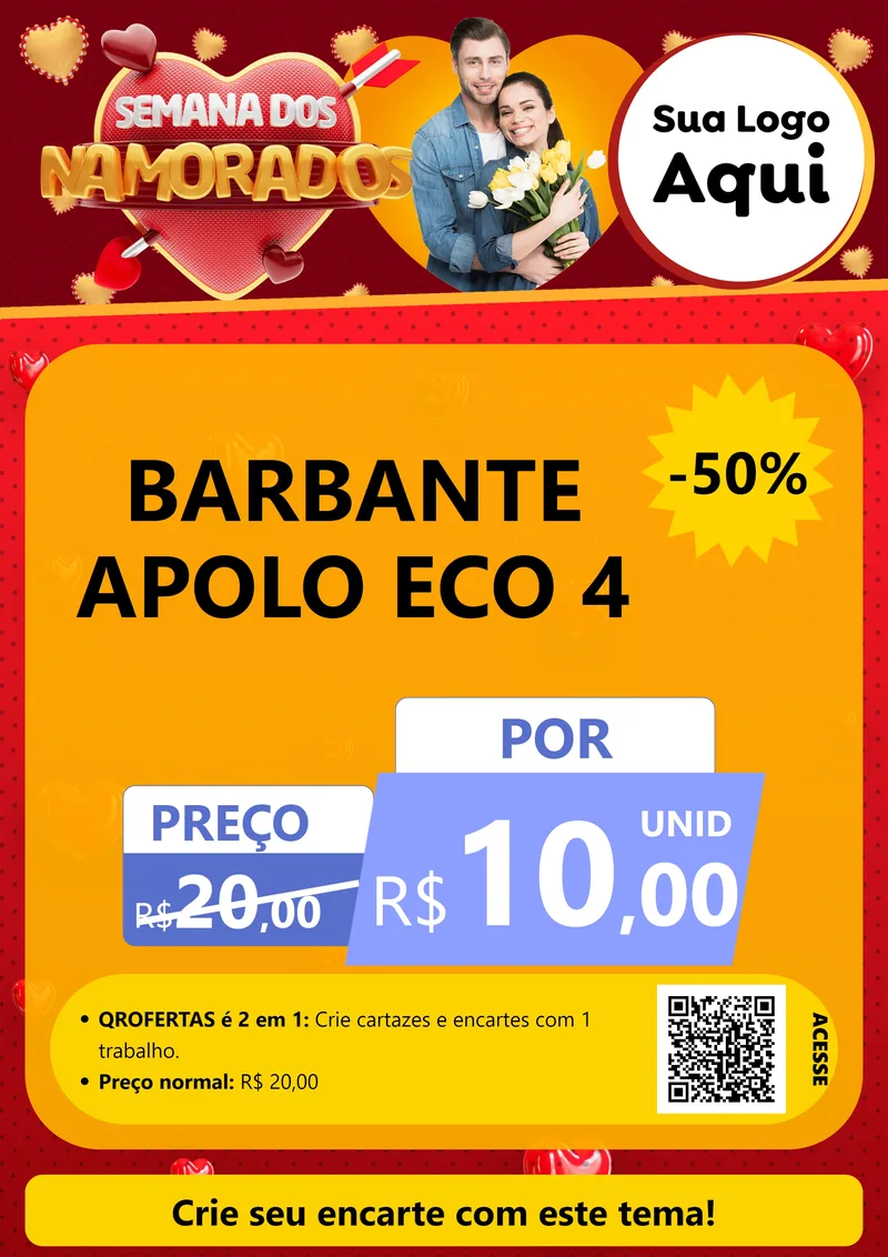 Modelo de Cartaz para Cartaz A4 Vertical com o tema Semana dos Namorados para Armarinho e Aviamentos
