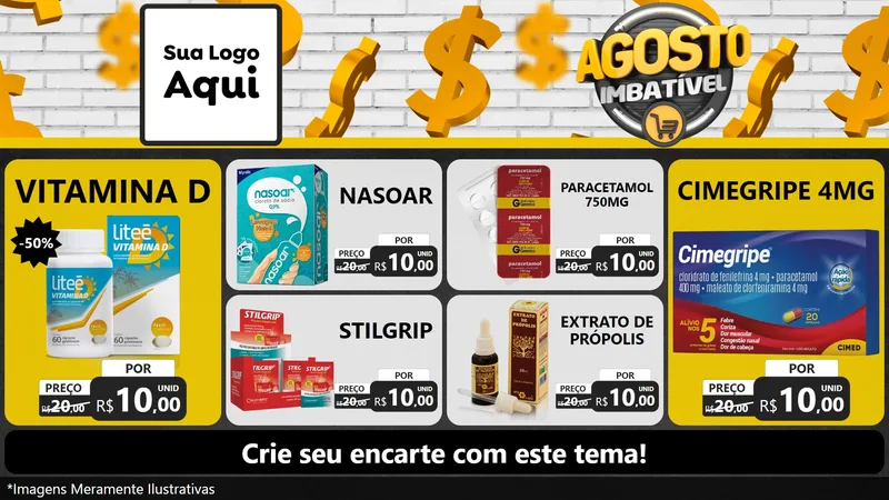 Modelo de TV para TV Horizontal com o tema Agosto imbatível para Farmácia
