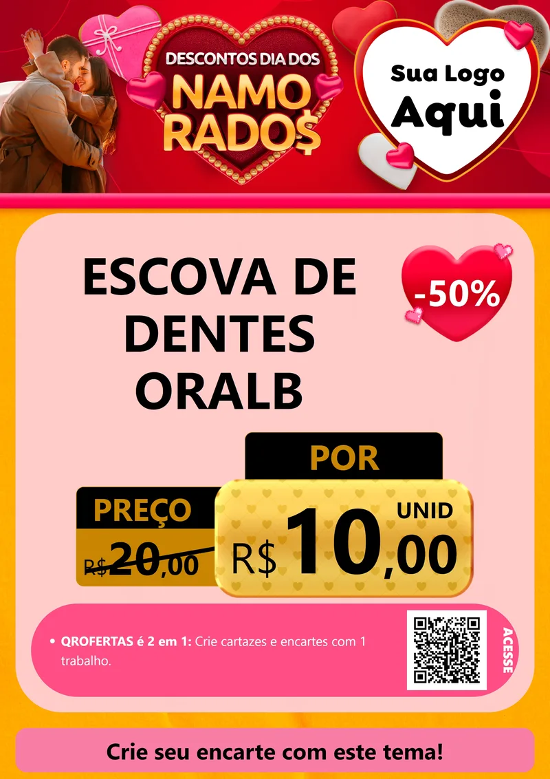 Modelo de Cartaz para Cartaz A4 Vertical com o tema Descontos Dia dos Namorados para Higiene Pessoal