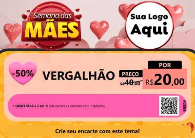 Modelo de Cartaz para Cartaz A4 Horizontal com o tema Semana das Mães para Ferragens