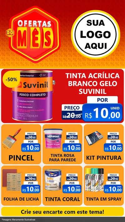 Modelo de Rede Social para Stories com o tema Ofertas do Mês para Tintas e Ferramentas