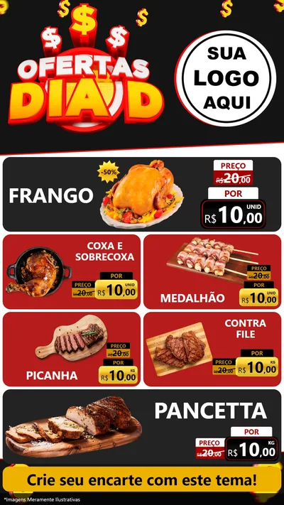 Modelo de TV para TV Vertical com o tema Ofertas Dia D para Assados
