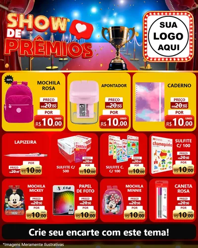 Modelo de Rede Social para Feed Instagram com o tema Show de Prêmios para Papelaria