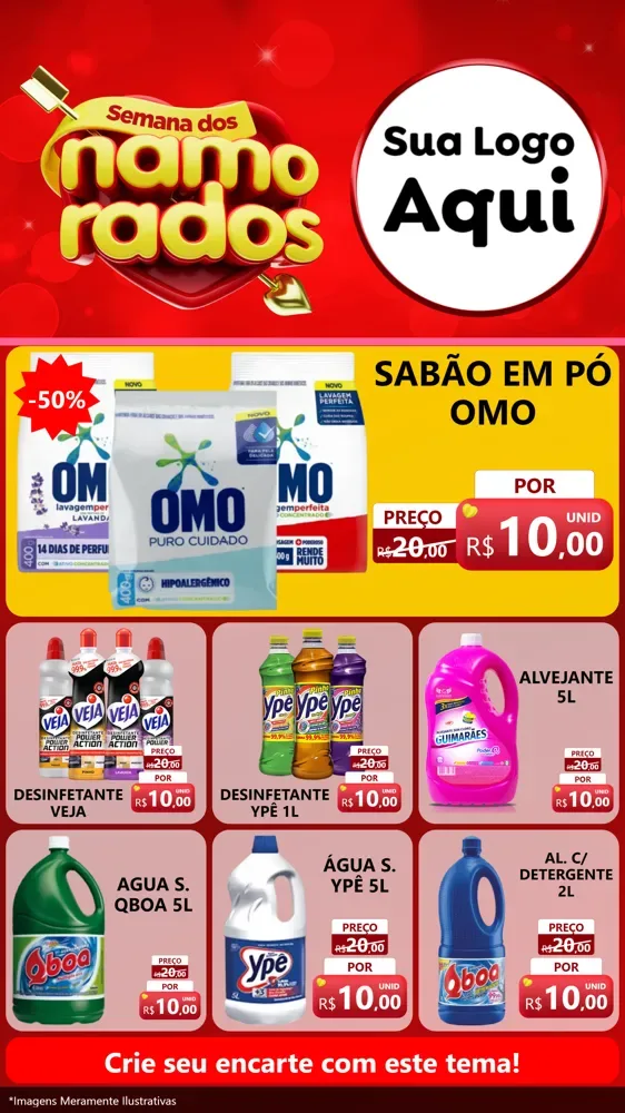 Modelo de Rede Social para Stories com o tema Semana dos namorados para Produtos de Limpeza