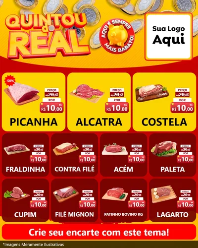 Modelo de Rede Social para Feed Instagram com o tema Quintou do Real para Açougue