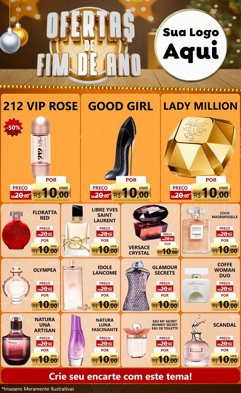 Modelo de Encarte para Encarte Grande com o tema Ofertas de Fim de Ano para Perfumes