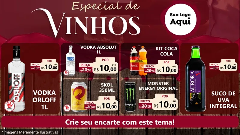 Modelo de TV para TV Horizontal com o tema Especial de vinhos para Distribuidora de bebidas