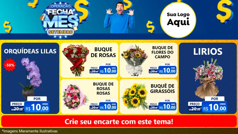 Modelo de TV para TV Horizontal com o tema Operação Fecha Mês Setembro para Floricultura e jardim