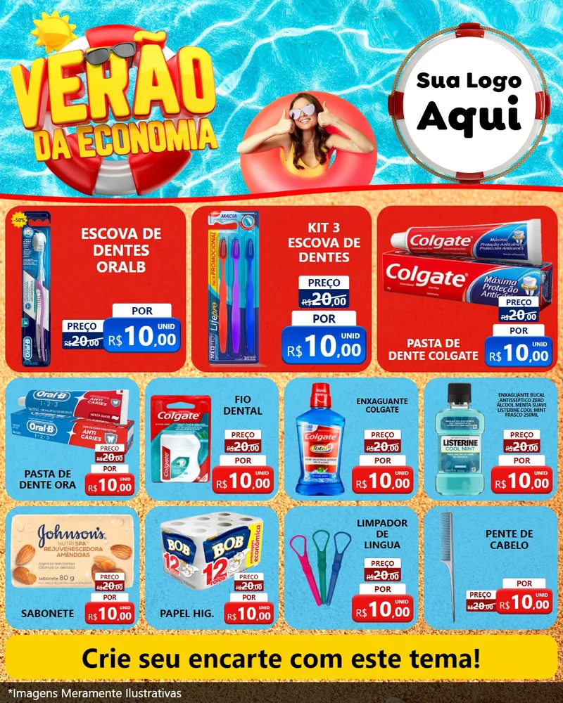 Modelo de Rede Social para Feed Instagram com o tema Verão da Economia para Higiene Pessoal