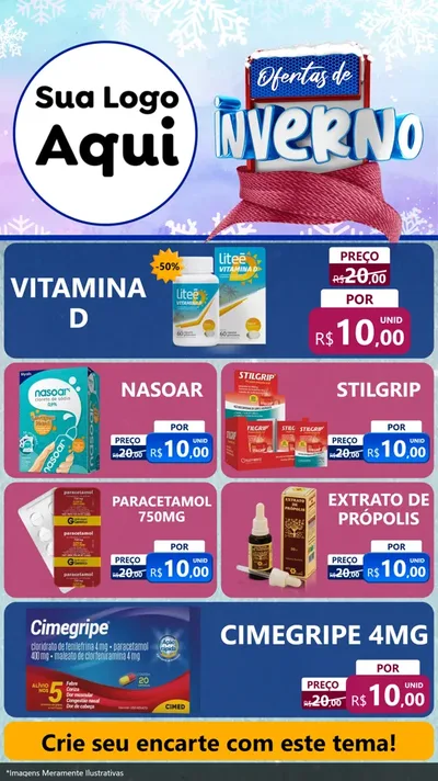 Modelo de TV para TV Vertical com o tema Ofertas de Inverno para Farmácia