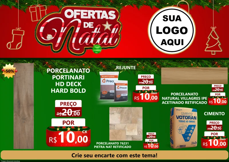 Modelo de Encarte para Encarte A4 Horizontal com o tema Ofertas de Natal para Pisos e revestimentos