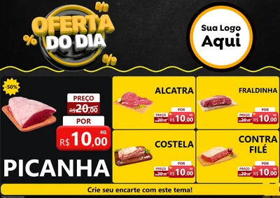 Modelo de Encarte para Encarte A4 Horizontal com o tema Oferta Do Dia para Açougue
