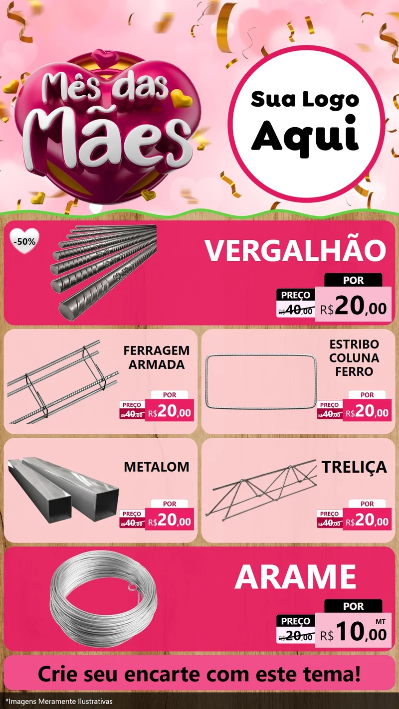 Modelo de TV para TV Vertical com o tema Mês das Mães para Ferragens